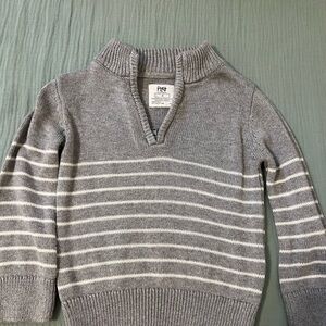 Little Sleepies Play Toddler Gray Striped Zip Sweater